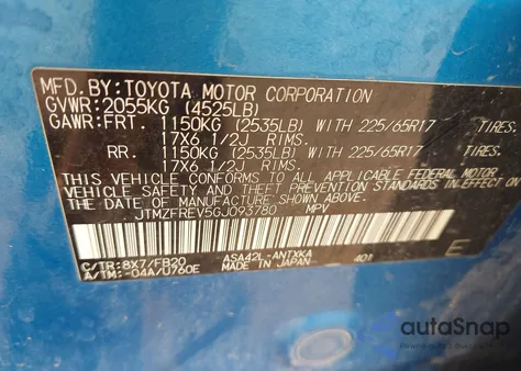 2016 Toyota Rav4 Le z USA, uszkodzony, nr VIN JTMZFREV5GJ093780